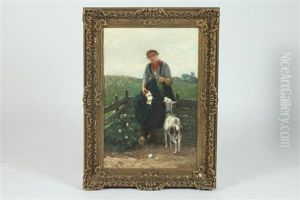 Girl Feeding Goat by David De La Mar