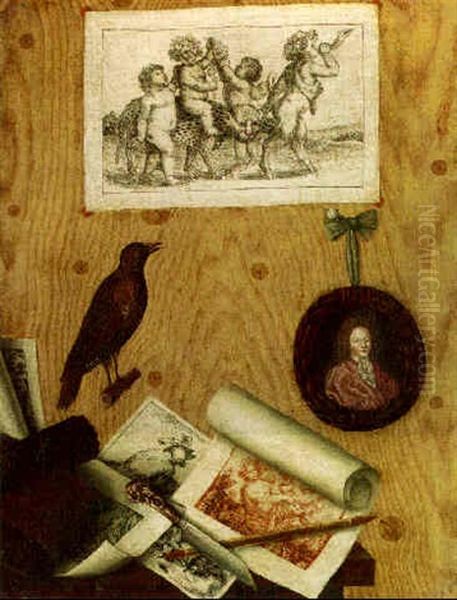 Trompe L'oeil: Prints And Drawings And Other Objects On A Table - view 1