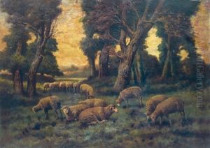 Troupeau De Moutons by Adolphe Charles Marais