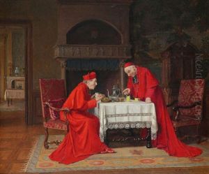 Deux Cardinaux Et Nid De Poussins