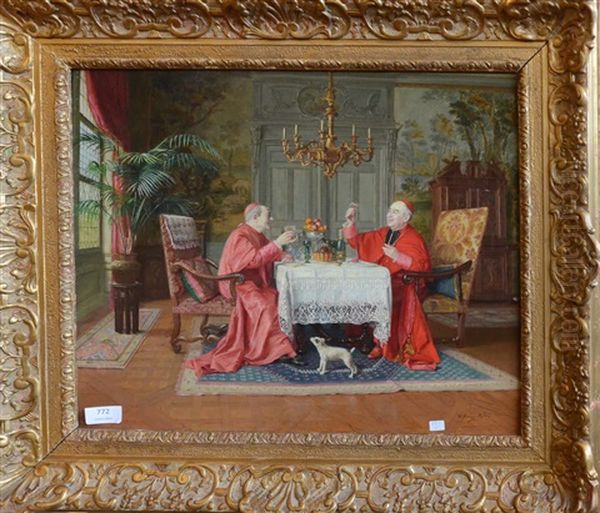 Deux Cardinaux Buvant Du Champagne - view 1
