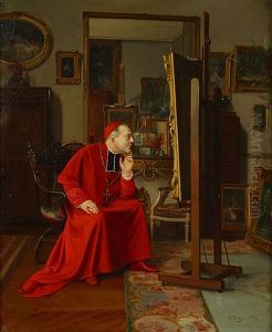 Kardinaal Die Een Schilderij Bewondert