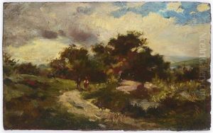 A Landscape With Figural Staffage by Julius Eduard Marak