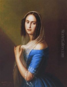 Fiatal No Kek Ruhaban (young Woman In A Blue Dress) by Jacomo (Jakob) Marastoni