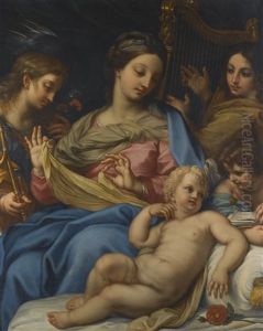 The Madonna And Child With The Infant Saint John The Baptist, Saint Cecilia And An Angel by Carlo Maratta or Maratti