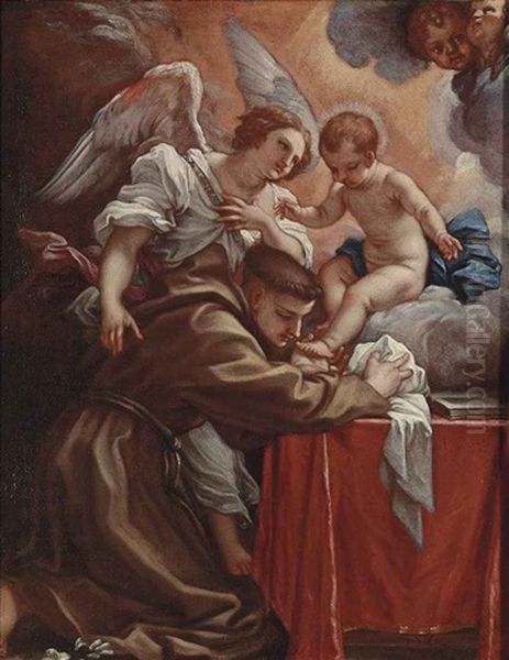 Saint Anthony Of Padua Adoring The Christ Child, With An Angel - view 1
