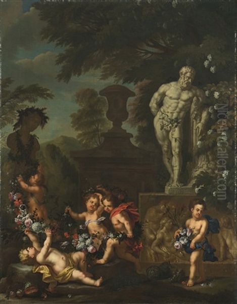 Putti Con Ghirlanda Ed Ercole Farnese - view 1