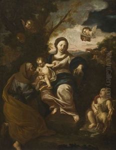 Die Madonna Mit Dem Christusknaben, Der Heiligen Elisabeth Und Dem Tauferknaben Vor Landschaftshintergrund