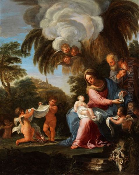 Die Heilige Familie In Hugeliger Landschaft - view 1