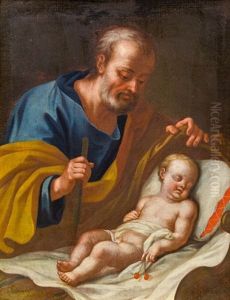 Heiliger Joseph Und Christuskind Mit Kirschen by Carlo Maratta or Maratti