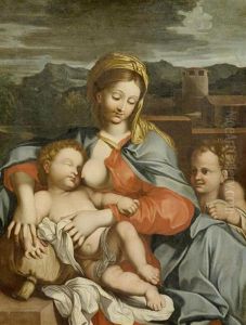 Maria Mit Dem Jesusknaben Und Johannes Dem Taufer by Carlo Maratta or Maratti