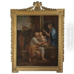 The Holy Family With Saints Elizabeth And John The Baptist by Carlo Maratta or Maratti