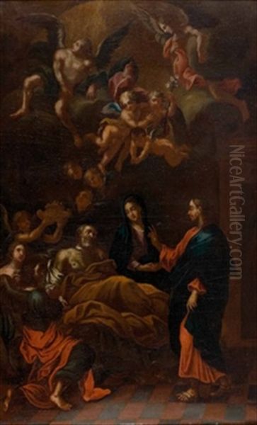 Der Tod Des Hl. Josef Mit Maria Und Jesus (engel Tragen Den Bluhenden Stab Josefs Zum Himmel) - view 1