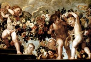 Putti With Festoons Of Roses, Tulips, Morning Glory And Other Flowers On A Parapet With Steps (studio Of Carlo Maratti And Franz Werner Von Tamm)