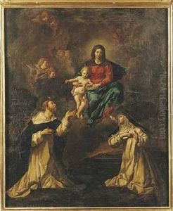 La Vierge Apparaissant A Saint Dominique Et A Sainte Claire
