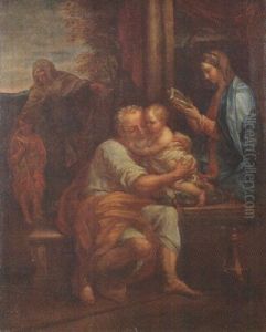 The Holy Family With Saints Elizabeth And John The Baptist by Carlo Maratta or Maratti