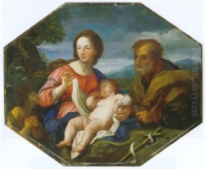 Die Heilige Familie Mit Dem Johannesknaben Vor Gebirgslandschaft Die Heilige Familie Mit Dem Johannesknaben Vor Gebirgslandschaft