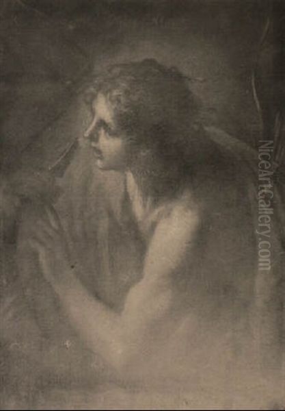 A Boy Draped In Red With A Bow And Quiver Over His Shoulder - view 1