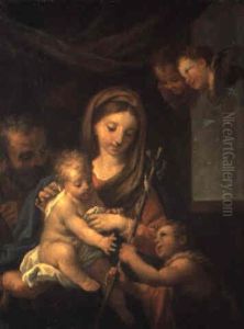 La Sacra Famiglia Con S. Giovannino by Carlo Maratta or Maratti