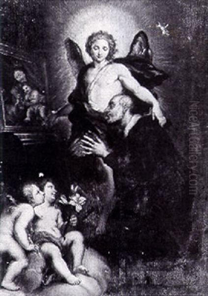 An Angel Presenting The Image Of The Madonna And Child To A Male Saint... - view 1
