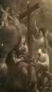Die Madonna Mit Engeln Unter Dem Kreuz by Carlo Maratta or Maratti