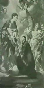 Saint En Oraison Devant La Vierge Et L'enfant Saint En Oraison Devant La Vierge Et L'enfant