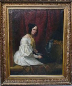 Portrait D'une Elegante A La Robe Blanche Dans Sa Loge by Philippe Marbeau