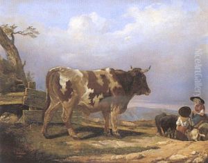 Paysannes Et Leur Vache by Philippe Marbeau
