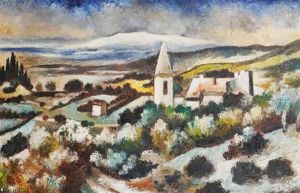Clocher D'eglise Dans Un Paysage Enneige by Jean Du Marbore