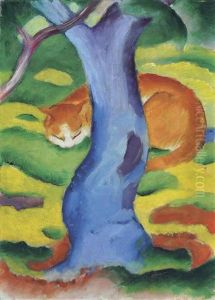 Kinderbild (katze Hinter Einem Baum) by Franz Marc