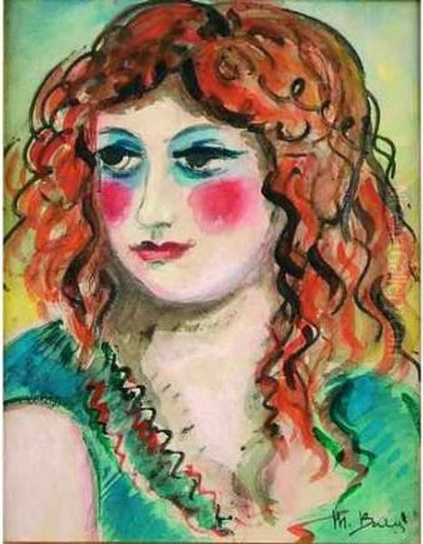 Femme Rousse A La Robe Verte. - view 1