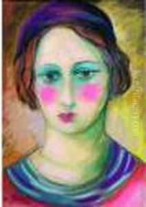 Jeune Femme Au Beret Mauve.