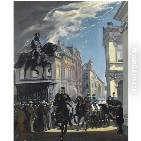 Queen Emma And Princess Wilhelmina In A Carriage Near Noordeinde Palace, The Hague - view 1