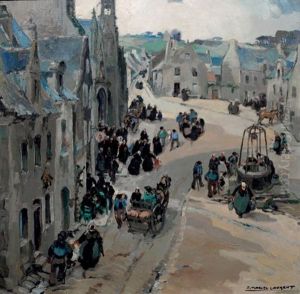 Sortie D'eglise A Locronan by Emmanuel Marcel-Laurent