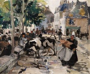 Foire Aux Bestiaux Dans Un Village Breton by Emmanuel Marcel-Laurent