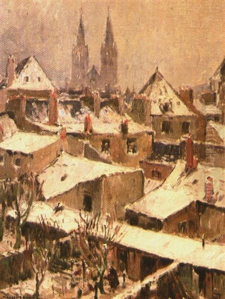 Quimper, La Cathedrale Sous La Neige - view 1