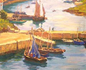 Barques Au Port by Emmanuel Marcel-Laurent