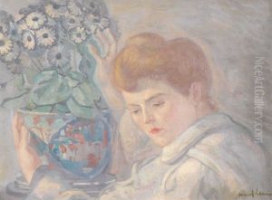Femme Au Vase De Fleurs by Marcel-Lenoir (Jules Oury)