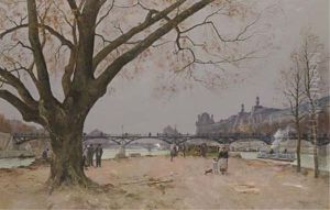 Le Pont Des Arts With The Musee Du Louvre, Paris by Marcel-Lenoir (Jules Oury)