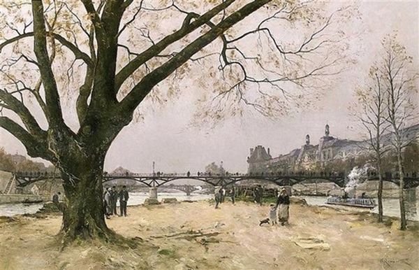 Le Pont Des Arts - Le Musee Du Louvre - view 1