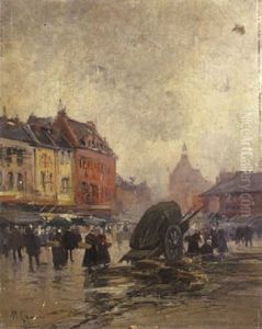 Temps Gris Sur Le Marche by Marcel-Lenoir (Jules Oury)