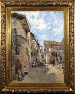 Vue De Village En Italie by Alexandre Marcette