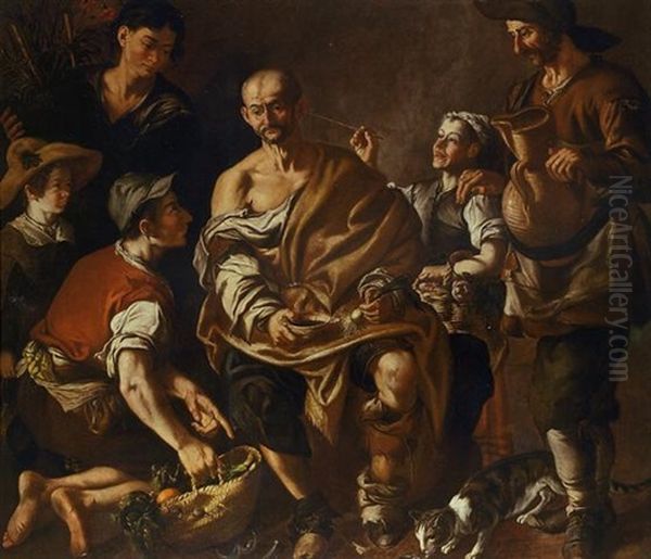 Peasants Mocking An Old Man - view 1