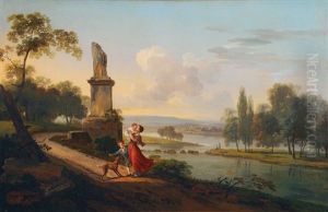 Southern Landscape With A Family by Marchais, Pierre Antoine