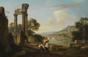 Sommerliche Fluslandschaft Mit Tempelruine by Marchais, Pierre Antoine