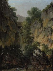 An Artist Sketching At A Waterfall
