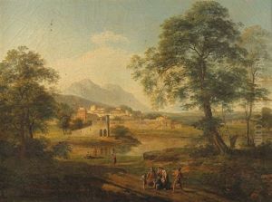 Vue Des Campagnes De Rome Avec Belisaire Rencontre Par Des Paysans