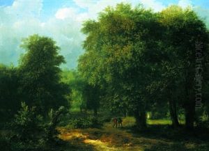 Paysage De Sous-bois Anime De Promeneurs