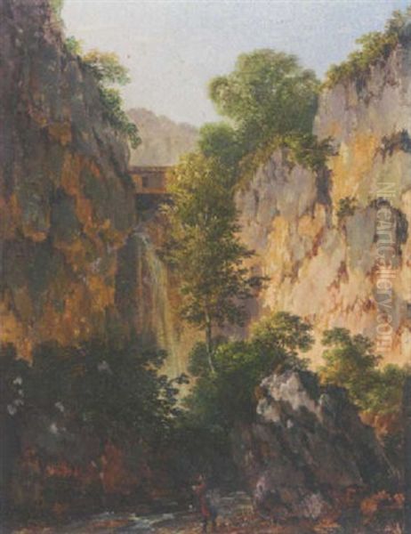 Peintre Sur Le Motif Pres D'une Cascade - view 1