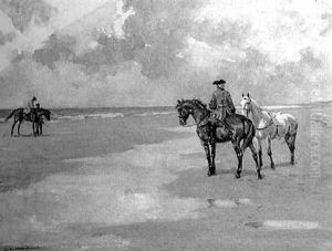 Riders On The Beach At Low Tide